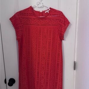 Orange Lace Short Sleeve Dress